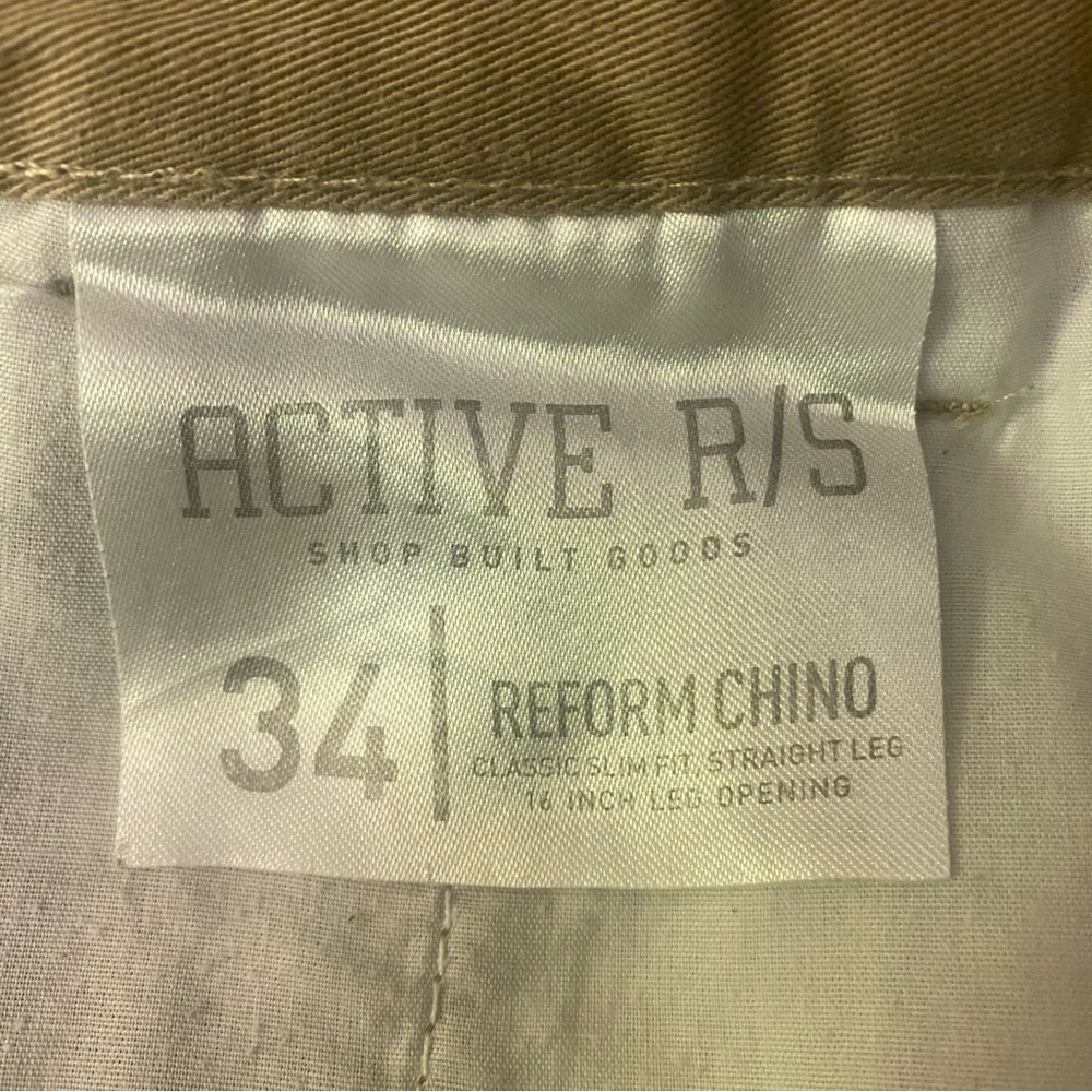 Active USA Men's Khaki Chinos GUC 34 - Picture 3 of 6